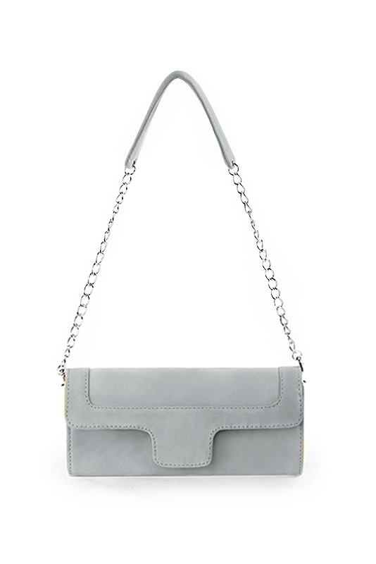 Dress clutch for wedding and parties in pearl grey leather - Top view